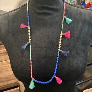 Colorful Beaded Tassel Necklace